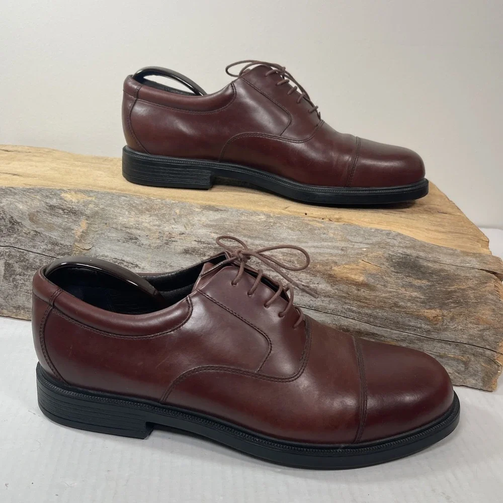 Rockport Mens 11 Leather Dress Shoes Lace Up Brown Office Evening Wedding Comfy‎